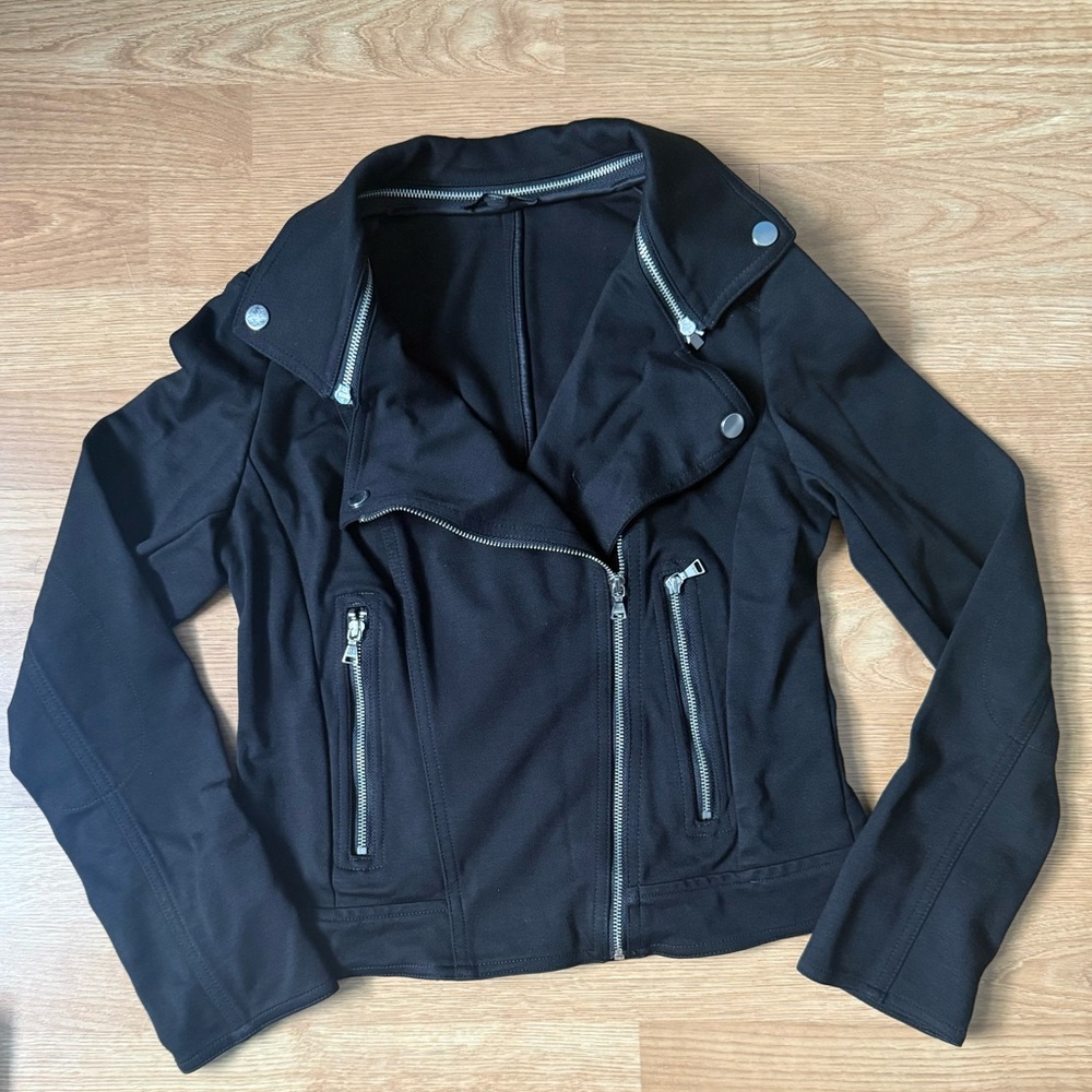 Express Black Leather Moto Jacket with Silver Accents